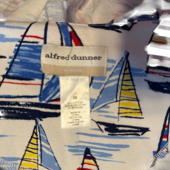 Alfred Dunner Short Sleeve Sequins Blouse SZ 3X Coastal Resort Aloha Beach Sail - Picture 6 of 8